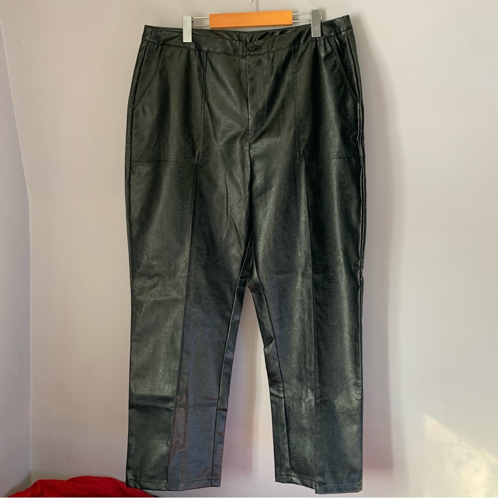 CIDER Black Faux Leather Pants 1XL